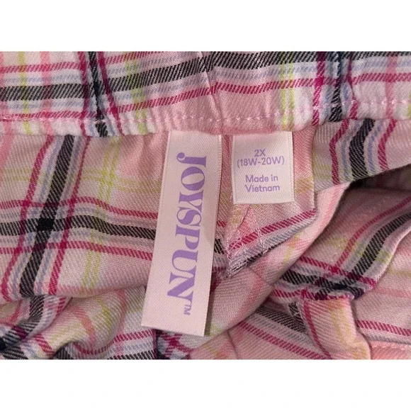 Joyspun Womens Pink Plaid Pajama Shorts Plus Size 2X 18W-20W Cotton Rayon Boxers - Picture 3 of 4